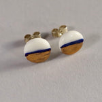 Load image into Gallery viewer, Gold half moon porcelain earrings
